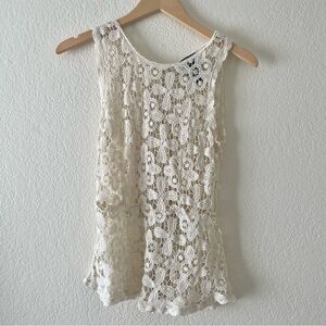 Cynthia Rowley Crochet peplum Top